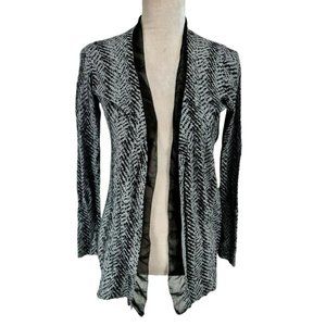 SimplyVera Wang Gray Black Open Front Cardigan Knit Jacket Women Size S  242P